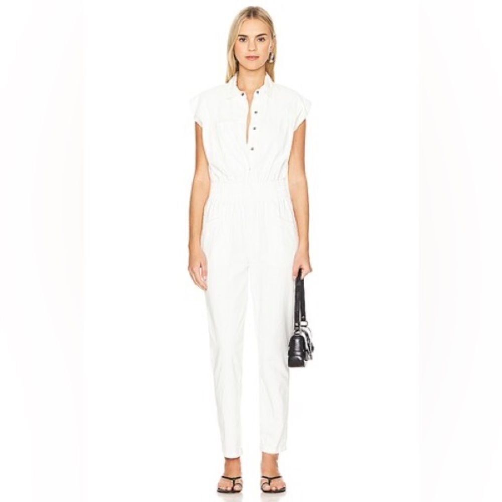 PISTOLA x Revolve Women's Rosie Cotton Jumpsuit in Porcelain White Size Medium - Picture 4 of 12